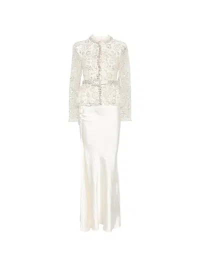 Self-portrait Sequin-embellished Peplum Maxi Dress In Neutral