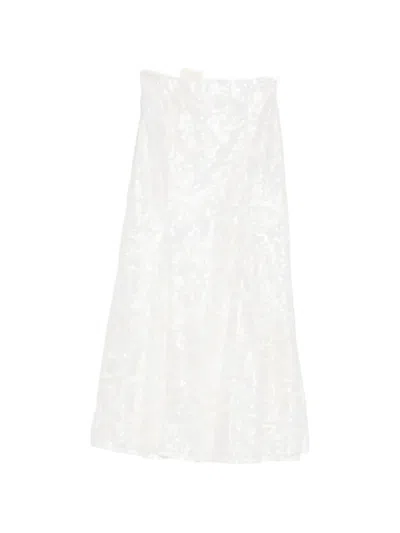 Self-portrait Sequinned Lace Midi Skirt In White