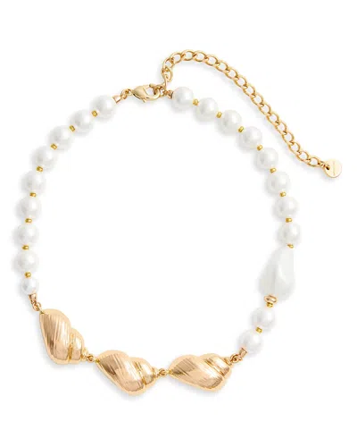 Self-portrait Faux Pearl-embellished Necklace In White
