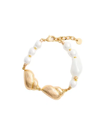 Self-portrait Shell-motif Faux-pearl Bracelet In White