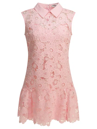 Self-portrait Short A-line Dress In Pink