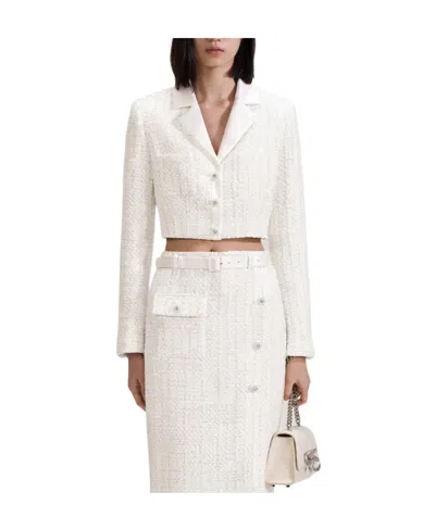 Self-portrait Short Casual Jacket In Neutral