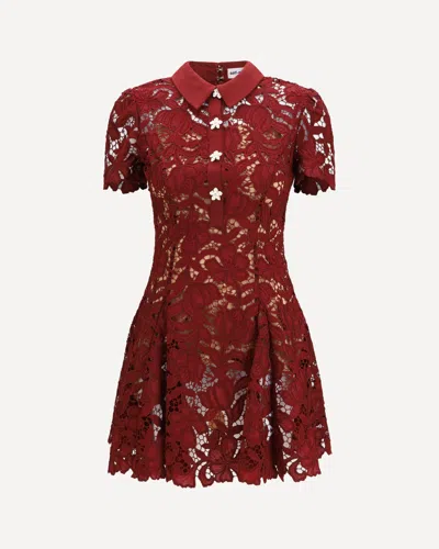 Self-portrait Bordeaux Polyester Cocktail Dress In Transparent