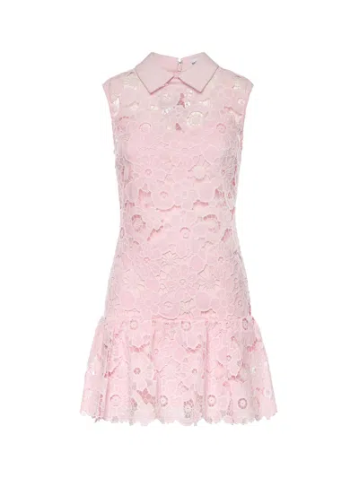 Self-portrait Pink Lace Collared Mini Dress In Multi