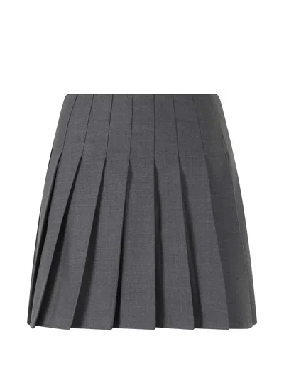 Self-portrait Short Pleated Flared Skirt In Gray