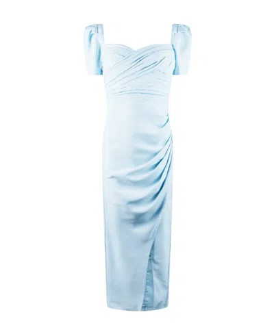 Self-portrait Short Sleeve Dress In Blue