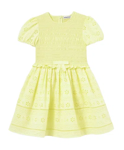 Self-portrait Short Sleeve Dress In Yellow