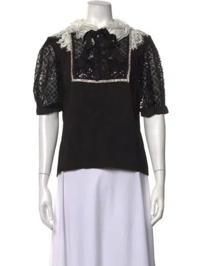 Pre-owned Self-portrait Short Sleeve Top In Black