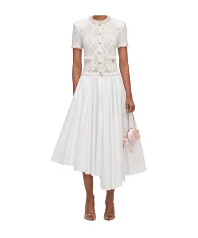 Self-portrait Short-sleeved Dress In White
