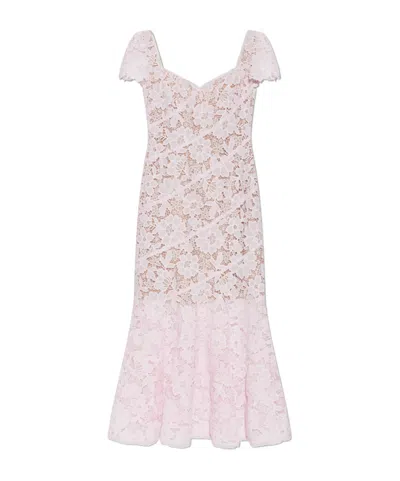 Self-portrait Short-sleeved Dress In Pink