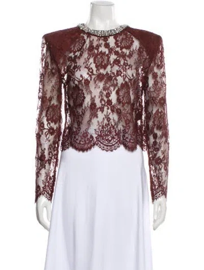 Pre-owned Self-portrait Silk Lace Pattern Blouse In Multi