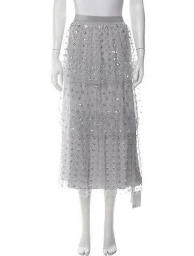 Pre-owned Self-portrait Silk Midi Length Skirt In Grey