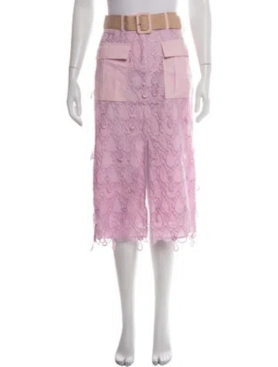 Pre-owned Self-portrait Silk Midi Length Skirt In Pink