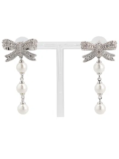 Self-portrait Silver Bow-design Drop Earrings In Yellow