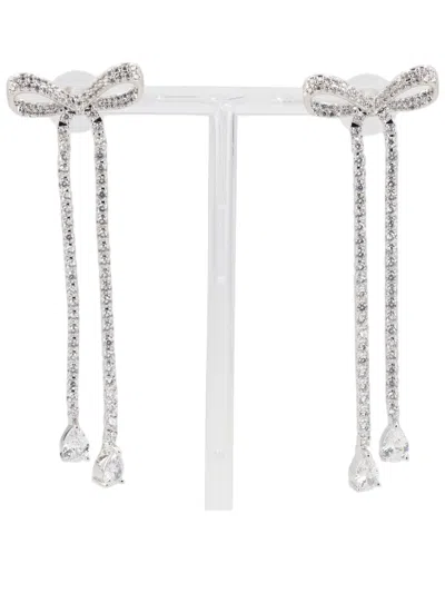 Self-portrait Silver Bow-inspired Cubic Zirconia Drop Earrings