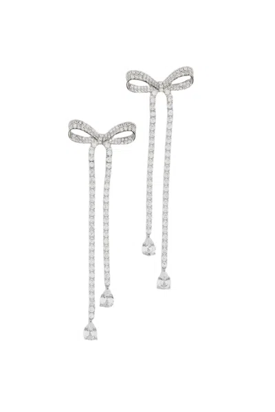 Self-portrait Silver Crystal Bow Drop Earrings