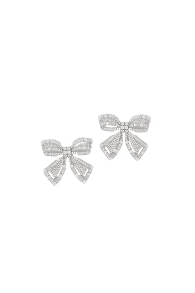 Self-portrait Silver Crystal Bow Icon Earrings