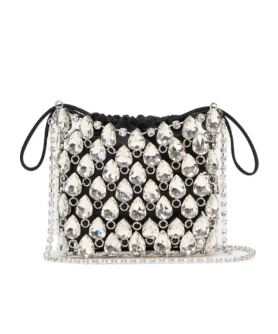 Self-portrait Silver Crystal Chainmail Mini Bag In Multi