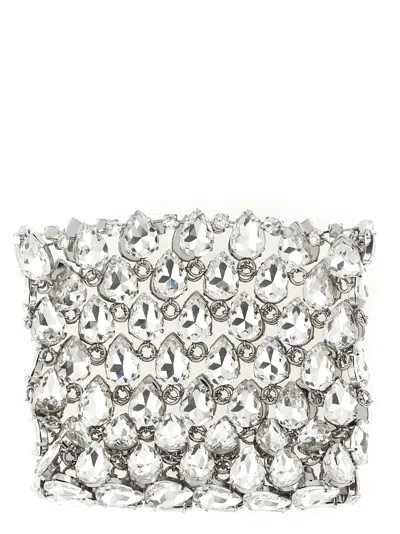 Self-portrait 'silver Crystal Chainmail Mini' Clutch In Multi