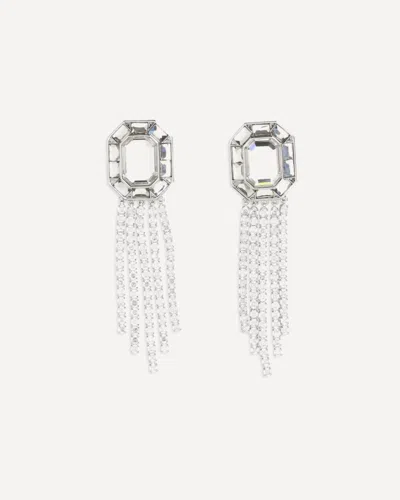 Self-portrait Silver Crystal Drop Earrings In White