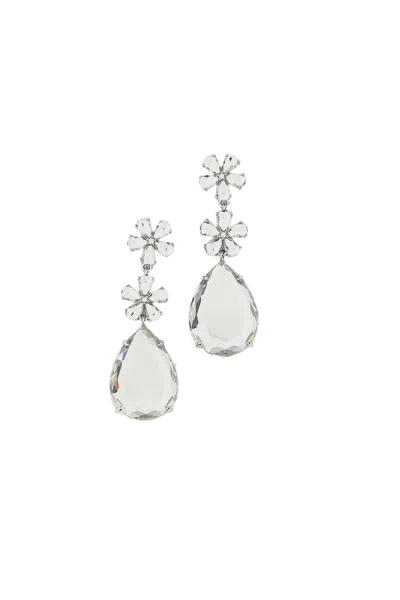 Self-portrait Silver Crystal Flower Tiered Earrings