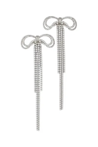 Self-portrait Silver Double Bow Drop Earrings