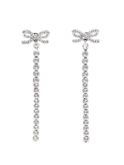 Self-portrait Silver Fiocco Drop Earrings In White