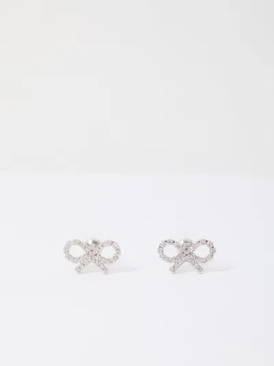 Self-portrait Silver Statement Earring In White