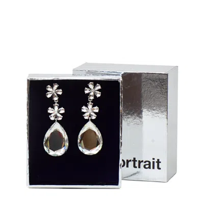 Self-portrait Silver-plated Brass Crystal Flower Drop Earrings