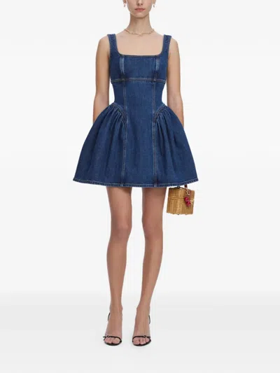 Self-portrait Skater-style Midi Dress In Blue