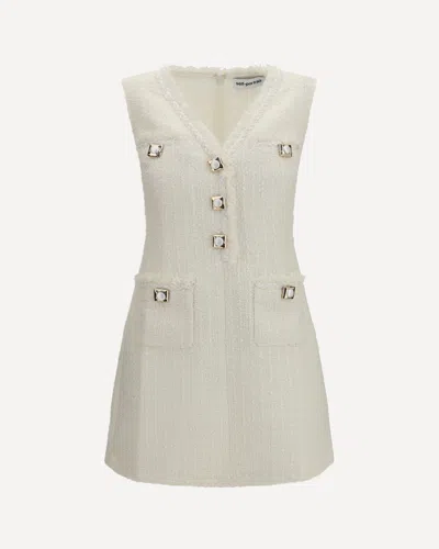 Self-portrait Sleeveless Bouclé Mini Dress In White
