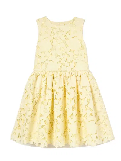 Self-portrait Sleeveless Full Skirt Dress With Back Zip Closure In Yellow