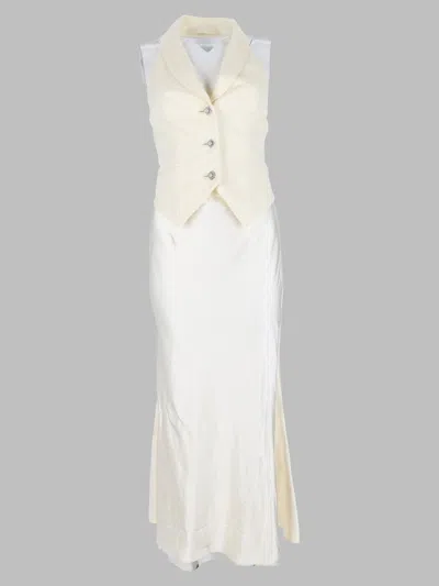 Self-portrait Sleeveless Tailored Maxi Dress With Button Front In Ivory