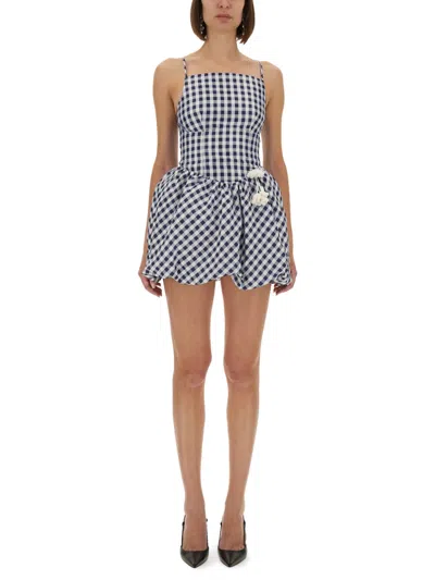 Self-portrait Slim Fit Checkered Taffeta Mini Dress In Multi