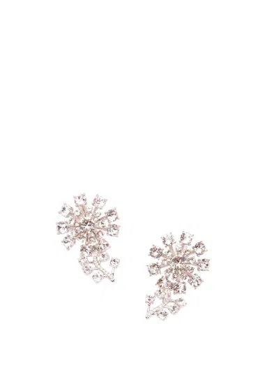 Self-portrait Small Crystal Earrings In Silver
