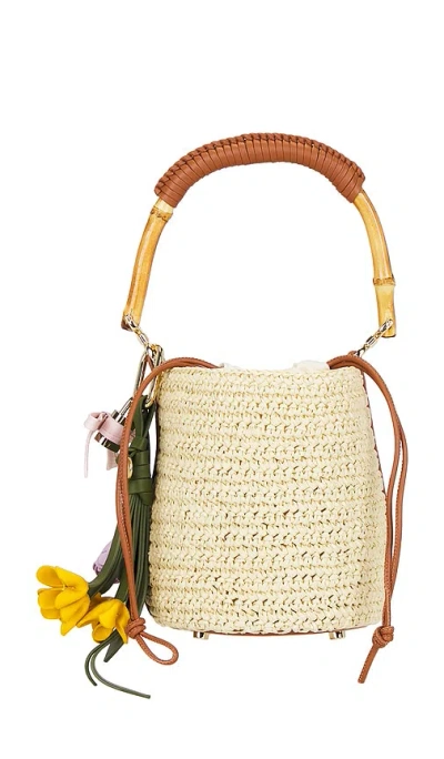 Self-portrait Soft Raffia Bucket Bag In Red