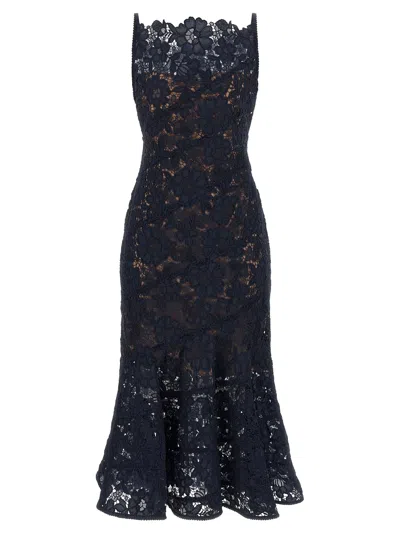 Self-portrait Spiral Lace Midi Dress In Black