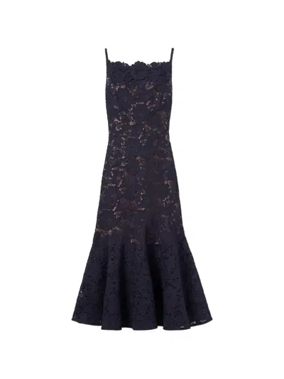 Self-portrait Scalloped Lace Midi Dress In Blue