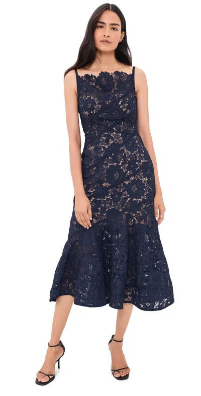 Self-portrait Fully Lined Mini Dress With Hidden Back Zipper In Blue