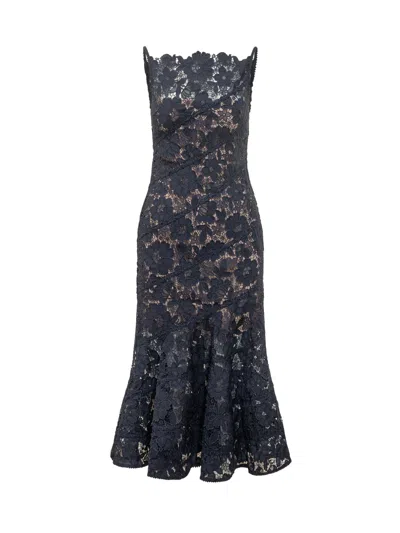 Self-portrait Spiral Lace Midi Dress In Navy