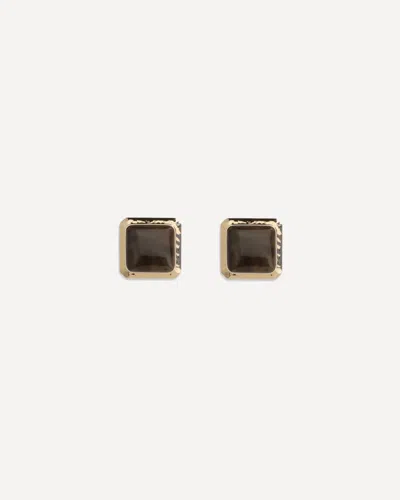 Self-portrait Square Enamel Earrings In Oro