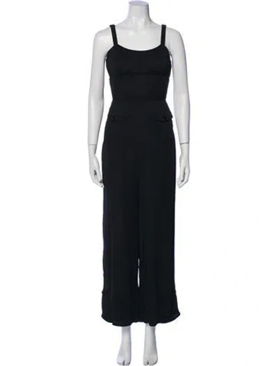 Pre-owned Self-portrait Square Neckline Jumpsuit In Black