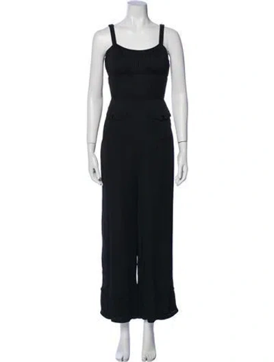 Pre-owned Self-portrait Square Neckline Jumpsuit In Black