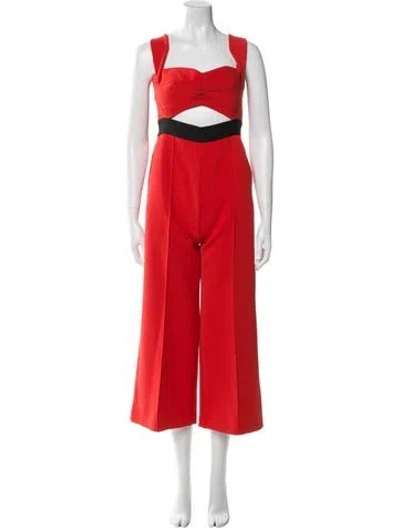 Pre-owned Self-portrait Square Neckline Jumpsuit In Orange