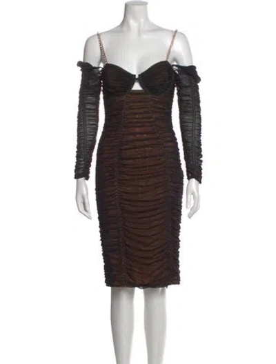 Pre-owned Self-portrait Square Neckline Knee-length Dress In Black