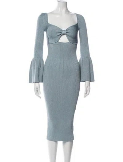Pre-owned Self-portrait Square Neckline Knee-length Dress In Blue/metallic