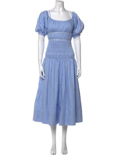 Pre-owned Self-portrait Square Neckline Long Dress In Blue