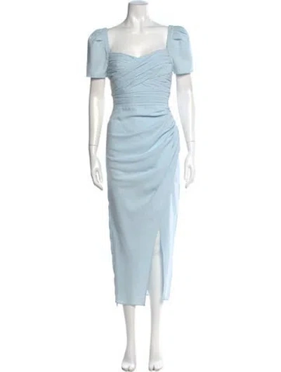 Pre-owned Self-portrait Square Neckline Long Dress In Blue