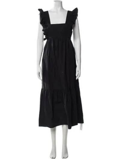 Pre-owned Self-portrait Square Neckline Long Dress In Blue