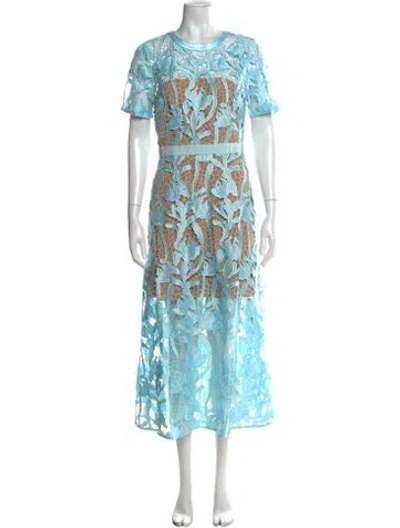 Pre-owned Self-portrait Square Neckline Long Dress In Blue